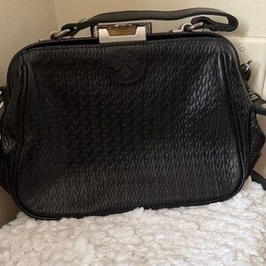 Patricia Nash Gracchi LeatherEmbossed Woven Frame Bag